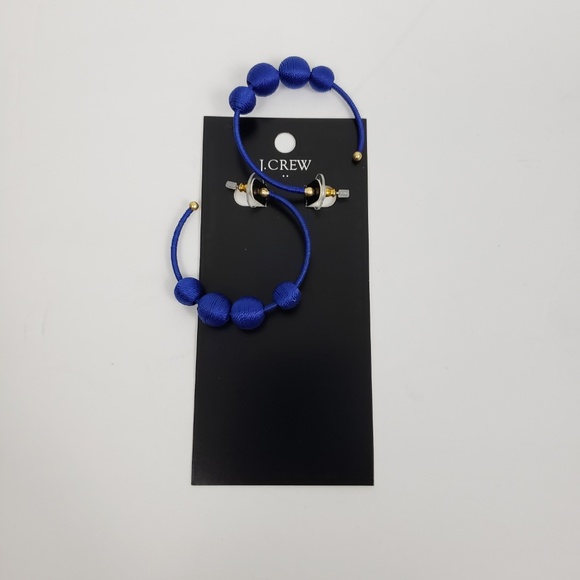 j. crew orb hoop earrings brilliant sapphire blue - Picture 2 of 4